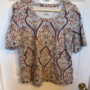 Talbots Colorful Paisley Short Sleeve Top XLP